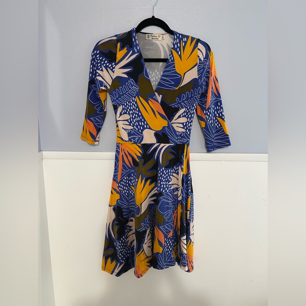 Fighting Eel wrap skater dress floral print XS